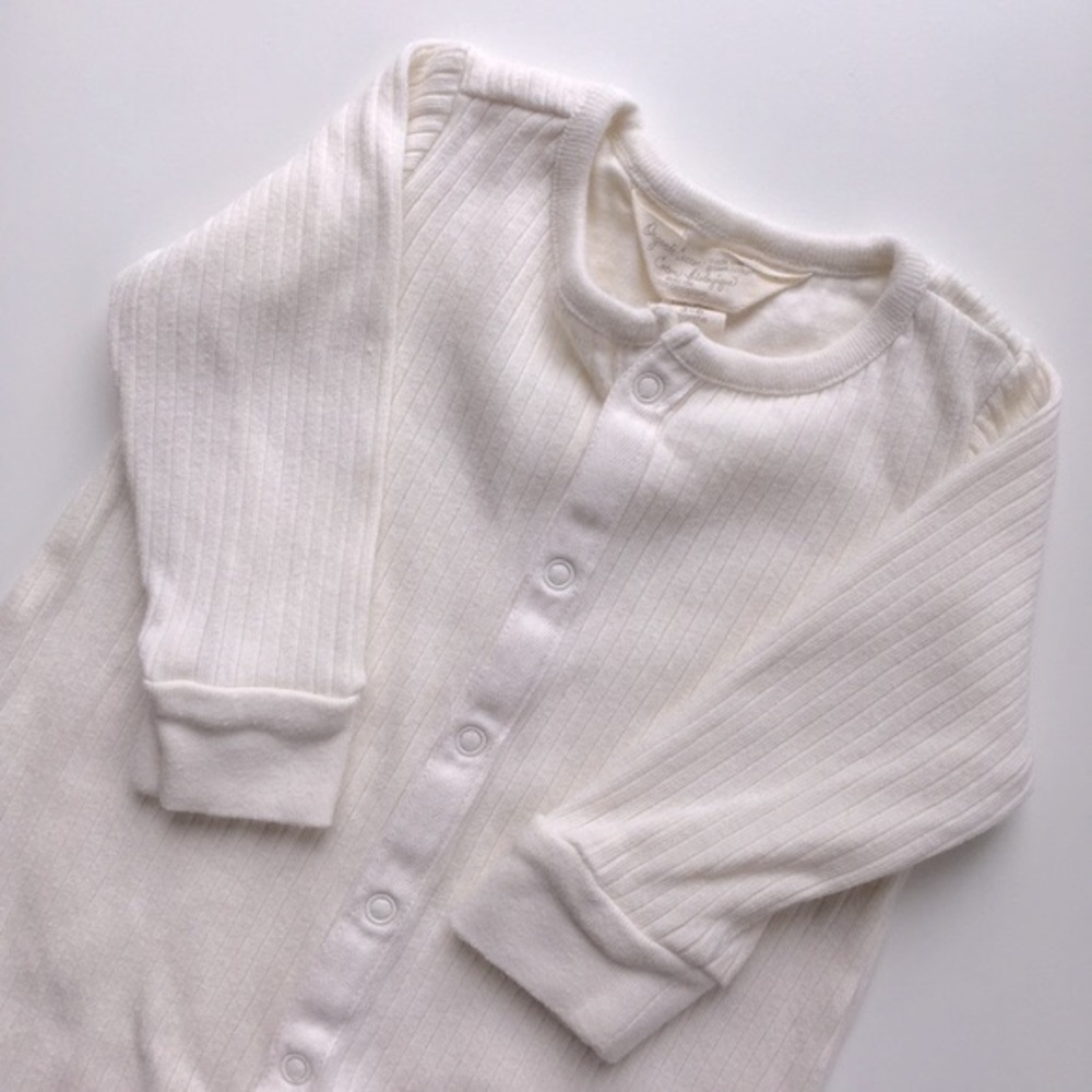 Organic Cotton Ribbed One Piece | Cream | 3-6M
